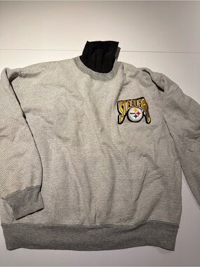 Majestic Gray Steelers Crewneck Sweatshirt with Yellow Logo